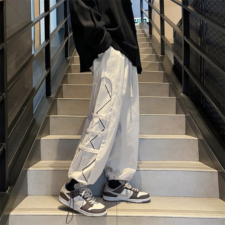 机能风工装裤子男潮牌高街ins设计感痞帅百搭宽松束脚裤G9630-p42图片