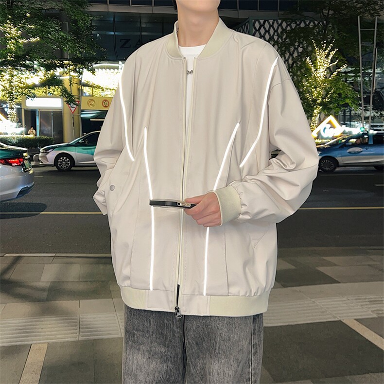 外套男女款放光条复古棒球服秋季情侣潮牌飞行夹克JK0238-P73,男装夹克,星座308B-2