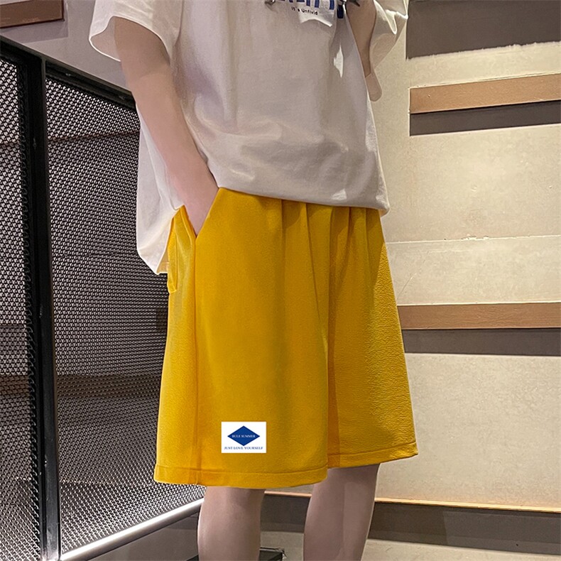 MK37061-P15冰丝短裤男士大码宽松休闲五分裤男运动中裤港风,男装休闲裤,电商A040