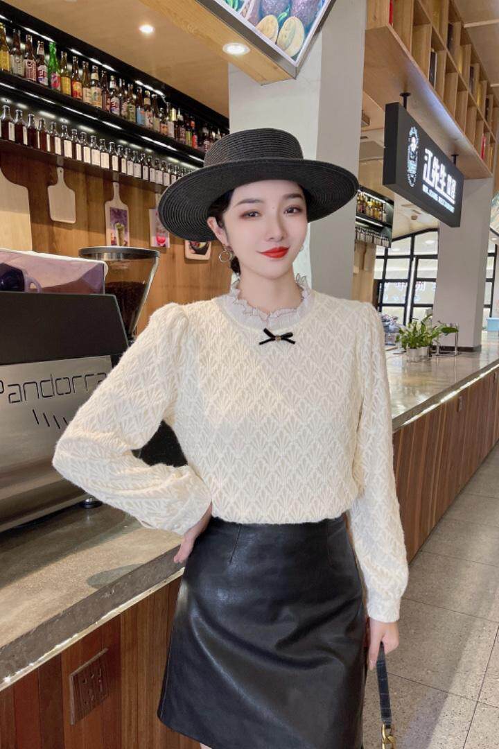 蕾丝加绒加厚小衫，其它，米娜·丹怡