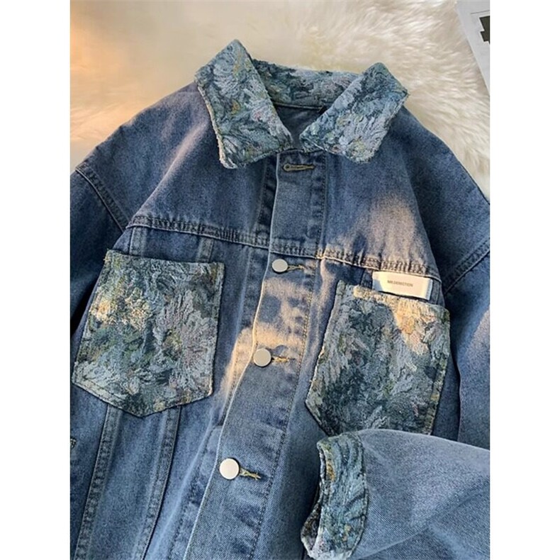 【有货】牛仔外套油画刺绣提花牛仔衣夹克褂子JK326特P60,男装夹克,星座908-1