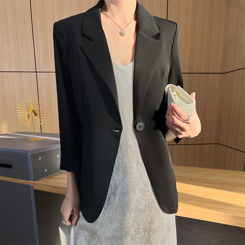 时尚百搭轻薄款女士西装外套简约优雅气质修身显瘦小西服,女装西装,明成直播供货