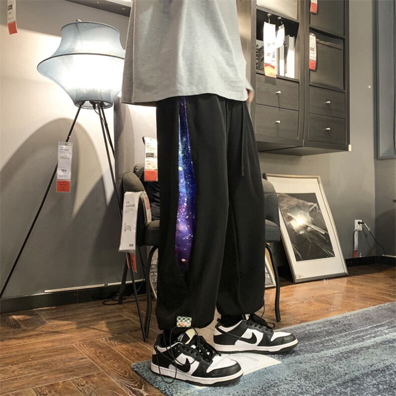 2024春新款撞色拼接宽松抽绳束脚休闲裤运动裤KZ15-P55控79,男装休闲裤,星座914-3