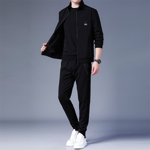 男士休闲运动套装2023春季新款休闲服中年爸爸春季夹克三件套男装图片