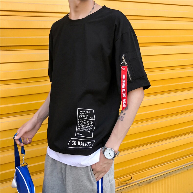 2021夏季男士假两件T恤奥代尔织带短袖703-T159-P30[]DX113,男装T恤,星座703