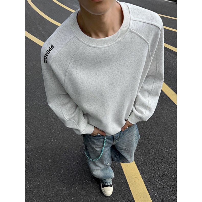 高克重420g华棉字母印花拼接休闲大码长袖卫衣男W5437-特P36控68，男装卫衣，电商A001-1