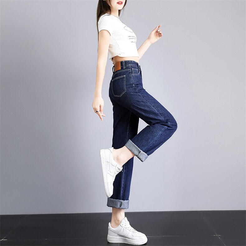 高腰牛仔裤女2023年宁丹色阔腿裤百搭显瘦直筒裤纯色拖地裤女,女装牛仔裤,梦白服饰厂