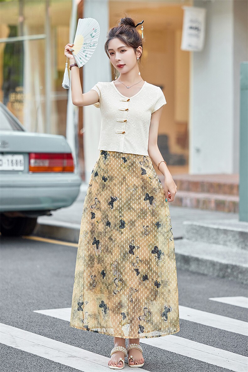 热销新中式优雅两件套女装套装显瘦气质长裙时尚百搭,女装套装/套裙,布依丽人