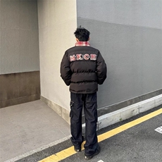 假两件美式复古格子拼接刺绣棉衣面包服MJK101-P73，男装棉衣，星座208-5