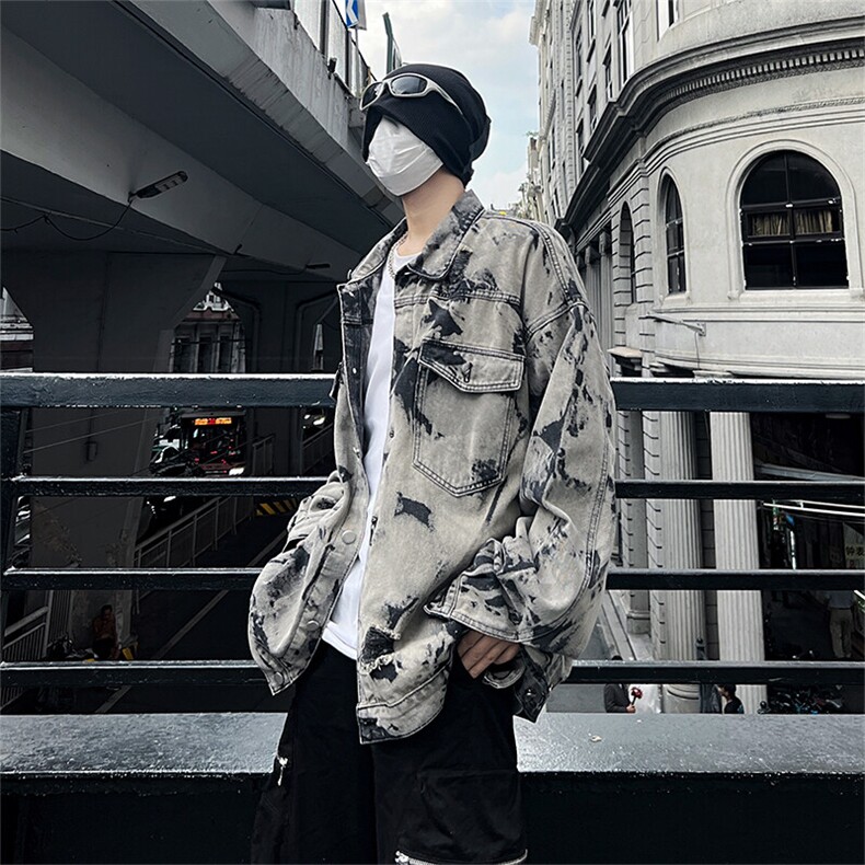 现货5千件男女美式牛仔外套春扎染破坏牛仔衣高街夹克NT521P75,男装工装外套,星座301D-2(原星座1004-1）