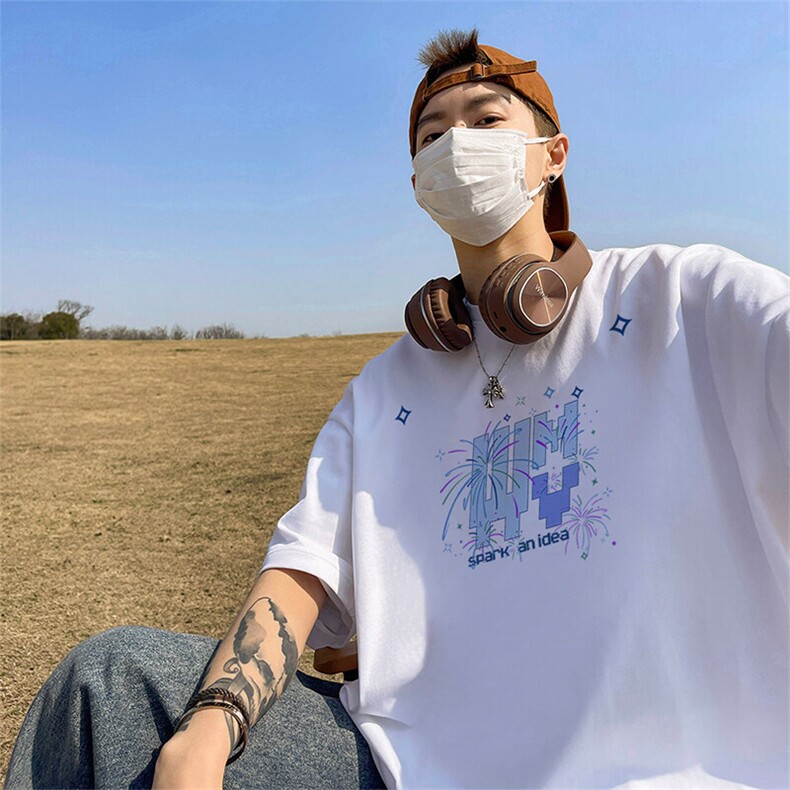 可设48小时发货支持抖音得物来样二开230克重磅美式短袖t恤MT355,男装T恤,电商A486