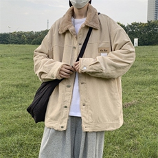 冬季羊羔毛棉衣新款宽松休闲加厚翻领棉服百搭帅气外套W6301-P65，男装棉衣，星座512-2