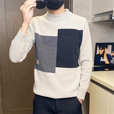 83909-特P50秋冬季新款半高领毛衣男士潮流修身针织打底衫男，男装T恤，电商D310B-1