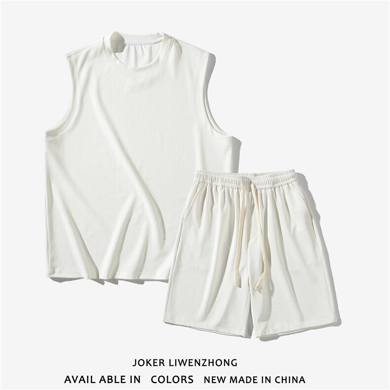 无袖运动速干套装冰丝超薄顺滑宽松百搭舒适TZ80-特批63，男装休闲套装，星座718