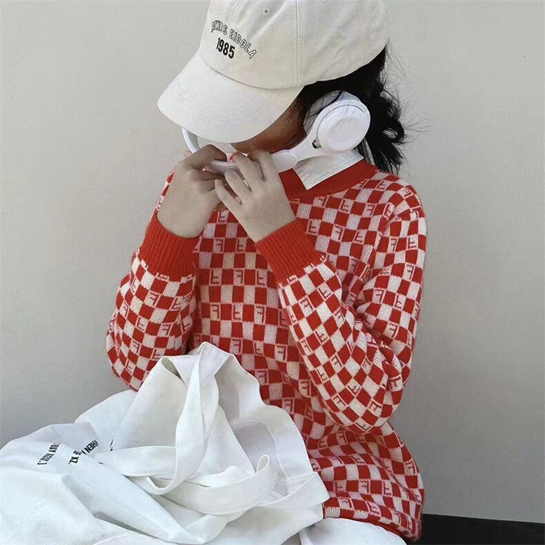 秋冬新款儿童加厚提花格子针织衫时尚百搭保暖毛衣，童装儿童针织衫，亚东羊绒制品