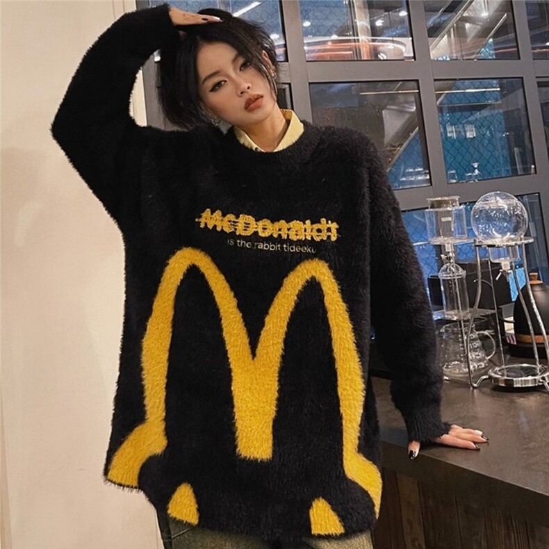 软糯兔子耳朵马海毛毛衣男女情侣oversize慵懒宽松针织衫MY9157图片