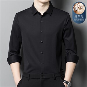 高端长袖条纹春秋绵羊毛中青年免烫商务休闲男士衬衣 XY6618-P110图片