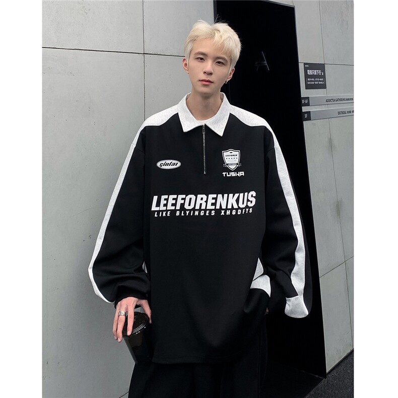 美式polo衫卫衣男2025新款春秋季半拉链外套款大码上衣W81-P48,女装短外套,电商C307A