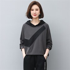 2024年春秋季新款刺绣卫衣女连帽衫韩版休闲百搭长袖上衣服女棉，女装卫衣/绒衫，忆绮罗