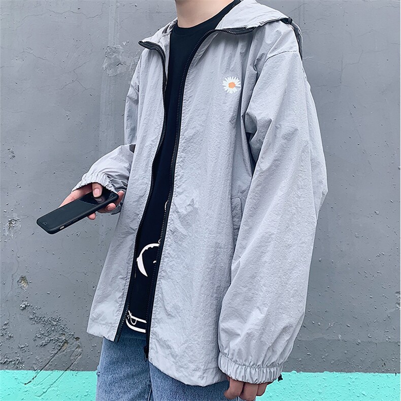 （港风模）小雏菊连帽防晒衣男薄款夹克外套100锦纶FS2021，男装夹克，电商A089-1
