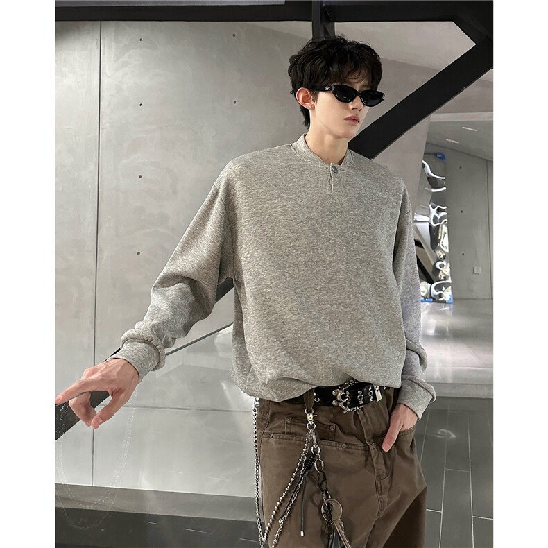 韩系学院风设计cleanfit卫衣简约纯色休闲打底常规P39加绒P49,男装T恤,电商B319