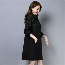 棉衣2021纯色连帽长袖套头加厚中长款拼接口袋，女装棉衣/棉服，叶笙衣