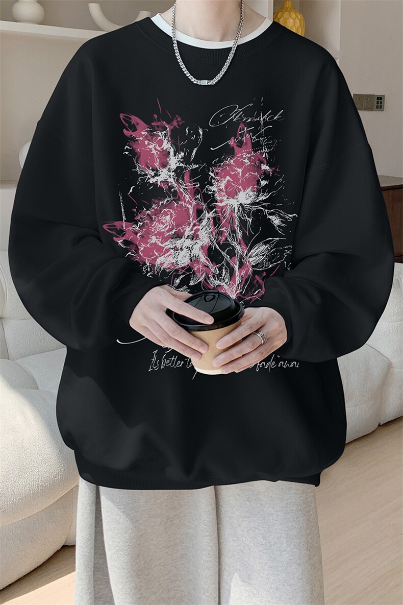 已注册/华棉内景春秋新款宽松圆领卫衣男休闲WY00640/P35加绒P45,男装卫衣,电商B316