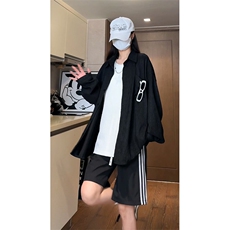 现货CS10055-P40控68高质量宽松衬衫潮流冰丝衬衫长袖外套，男装衬衫，电商A059