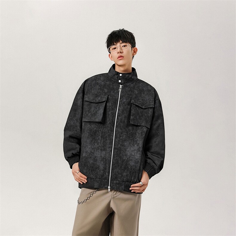秋季新款2025扎染工装夹克男痞帅高级感立领外套-A2207TP65控108,男装夹克,电商B241
