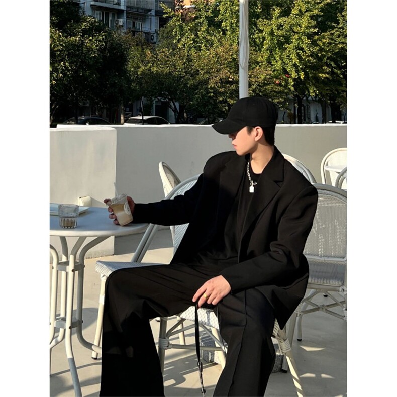 黑色休闲西装外套痞帅高级感英伦雅痞男装设计师款西服RF010-P75,男装西服,星座1005-6