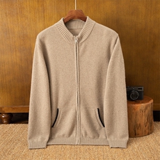 2025年秋季长袖时尚百搭通勤简约休闲羊绒开衫，男装羊绒开衫，米亚康羊绒