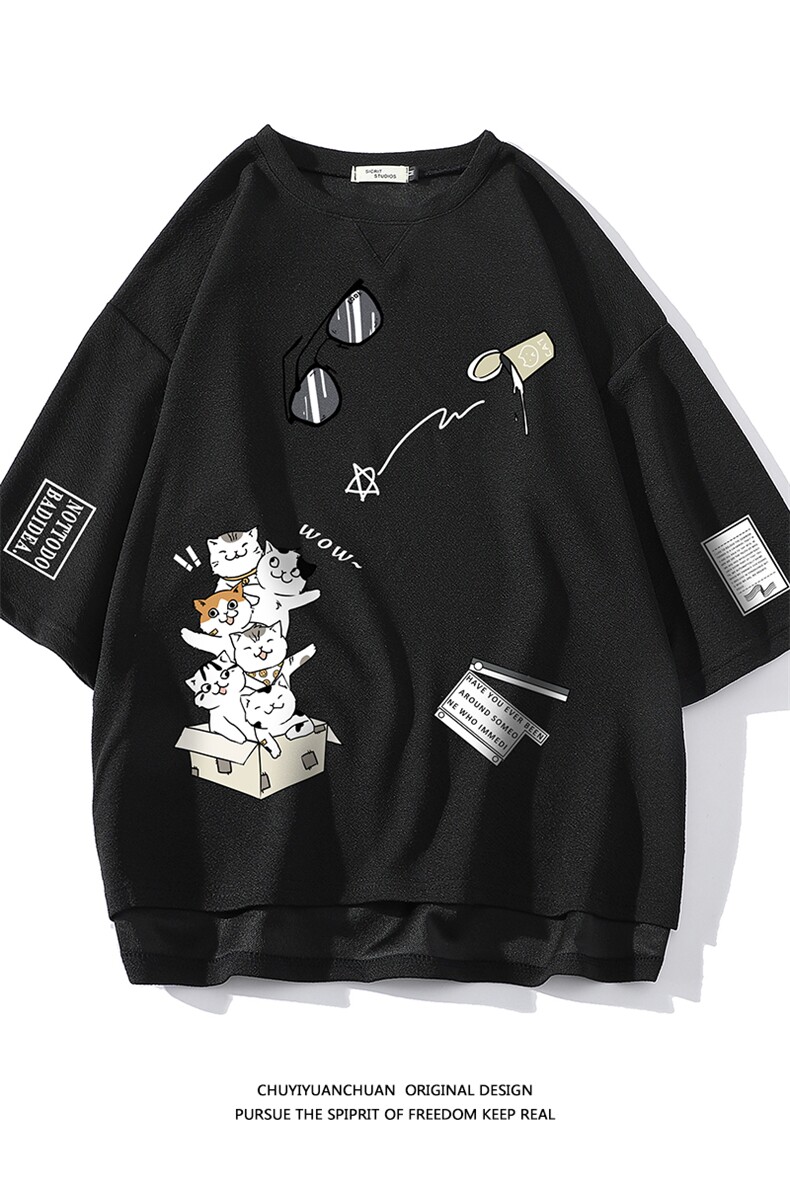 春夏季七分袖t恤男大码五分袖男短袖中袖白底Q11115-P30,男装T恤,电商A040A