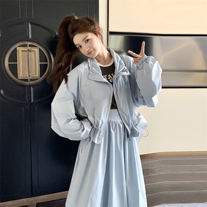 设计感夹克外套花苞半身裙女2025年春秋新款减龄韩版上衣两件套装图片