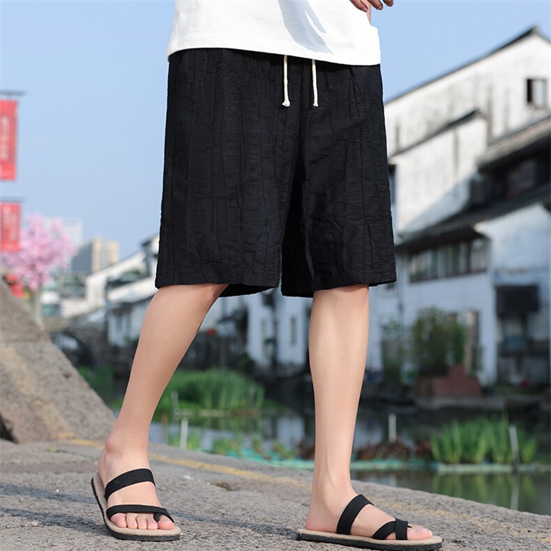 2025夏季新中式男装风休闲短裤天丝提花透气中裤DK99-P55,男装牛仔裤,电商B277(原6028)