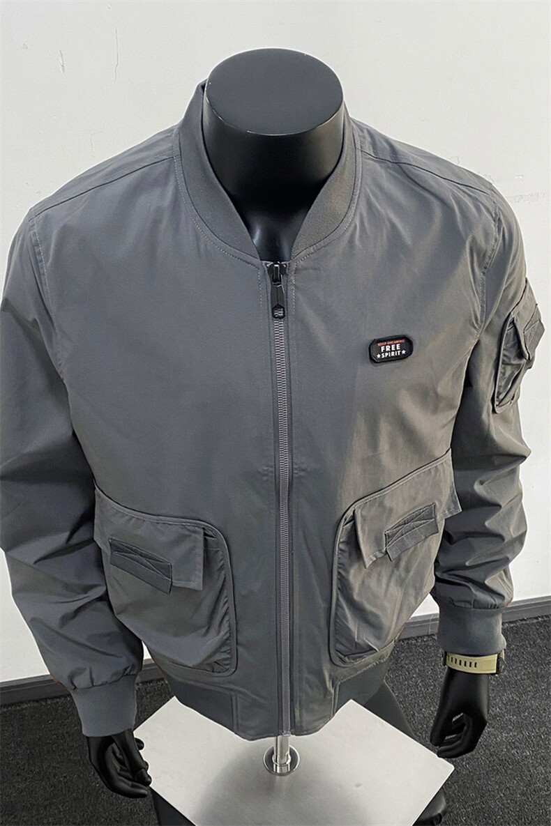 美式复古风棒球服夹克大口袋贴标痞帅百搭休闲外套J608618TP75,男装夹克,电商A247