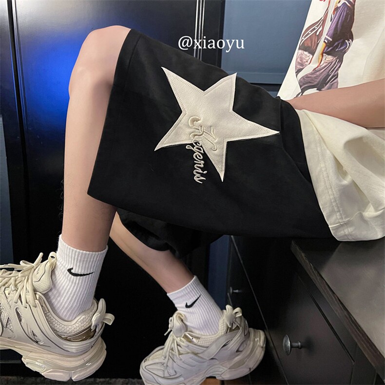XZ616夏季新款麂皮绒星星刺绣休闲五分裤短裤TY826P45控55,男装休闲裤,星座512A（原616）