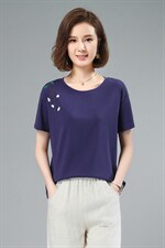短袖直筒2021年夏季潮流绣花潮流套头韩版，女装T恤，小林双子