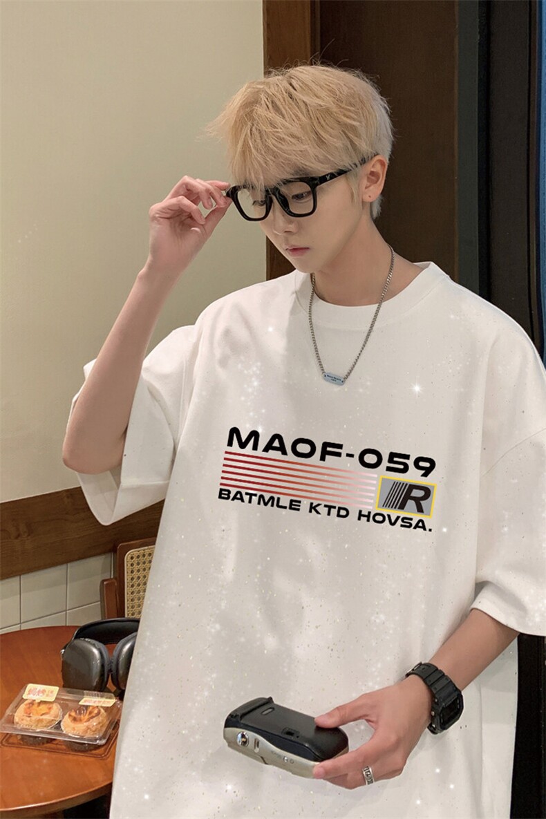 2025夏季新款高品质满天星亮片短袖MAOF印花MT9144-P30控48,男装T恤,星座508（原C305）