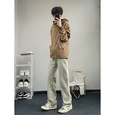B221美式ins高街暗黑小众情侣毛巾绣直筒牛仔裤LK23021-P65控88，男装牛仔裤，电商B221
