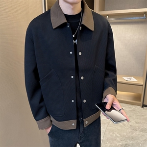 高端毛呢工装翻领呢子 针织拼色夹克外套男 DS-A329-JK2336-P105图片