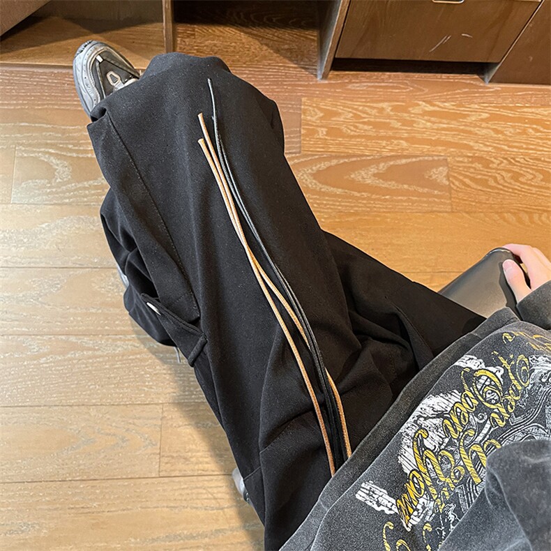 美式降落伞兵工装裤男高街复古褶皱休闲裤阔腿直筒KZ012P78加绒88，男装休闲裤，电商B312