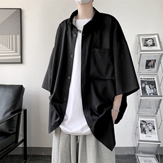 夏季新款短句五分袖立体口袋衬衫宽松休闲衬衣A071-C40-P38，男装衬衫，电商A071