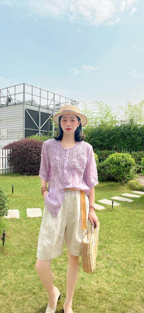 纯苎连衣裙小衫裤子裙子衬衣 时尚风 风淑女风休闲风，女装连衣裙，川哲