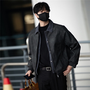 标50绒 街拍男士翻领假两件短款皮羽绒服保暖外套 5065-P255图片