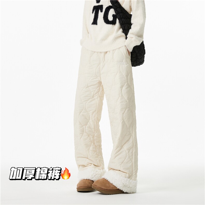 2025冬季加厚保暖拼接羊羔绒情侣宽松多色棉裤B313-K877-p65控88，男装棉裤，电商B313