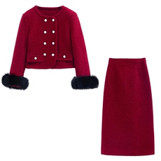 【bao款现货】2024新款冬小香白鸭绒羽绒气质套装袖毛真毛可脱卸，女装羽绒服，雅静靓衣