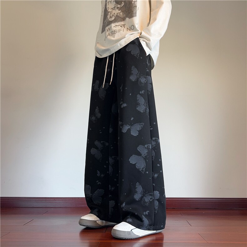 2025秋季蝴蝶水墨印花设计感百搭休闲卫裤B315-K25368-特p40控78,男装休闲裤,电商B315