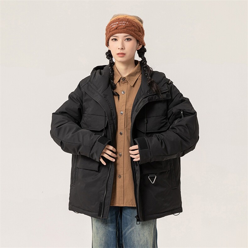 新标90白鸭绒简约休闲连帽工装外套纯色加厚羽绒服ESY0222-P230图片