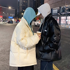 冬季假两件连帽外套情侣PU皮加厚棉衣棉服A071-Y266-P125女类，女装棉衣/棉服，电商A071