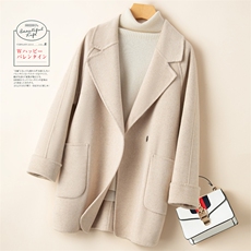 常规款暗扣西装领大衣2025年秋冬季新款女士羊毛双面呢大衣，女装双面呢大衣，优远毛呢大衣
